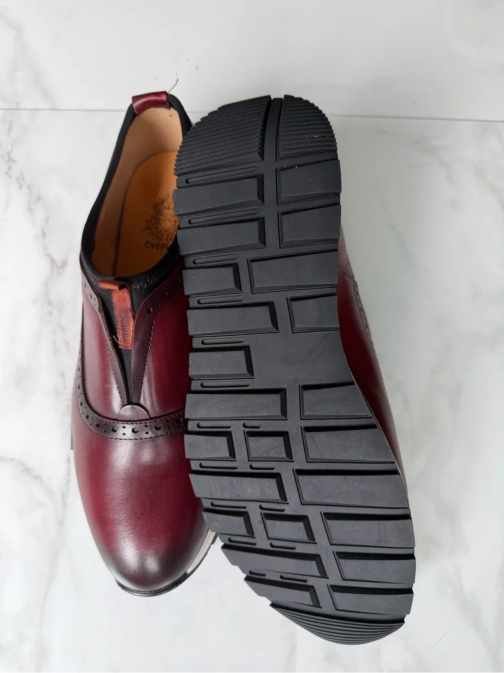 Men's Burgundy Leather Slip-On Loafers
